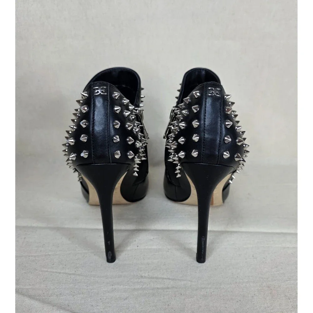 Sam Edelman Wally Studded Leather Ankle Booties Black Pointed Toe Heels 7.5